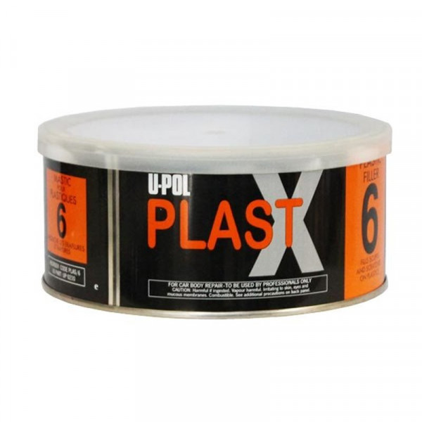 Шпатлевка PLAST X 6 с повышенной адгезией для пластика,банка 600мл.,серебристый,U-pol, шт.